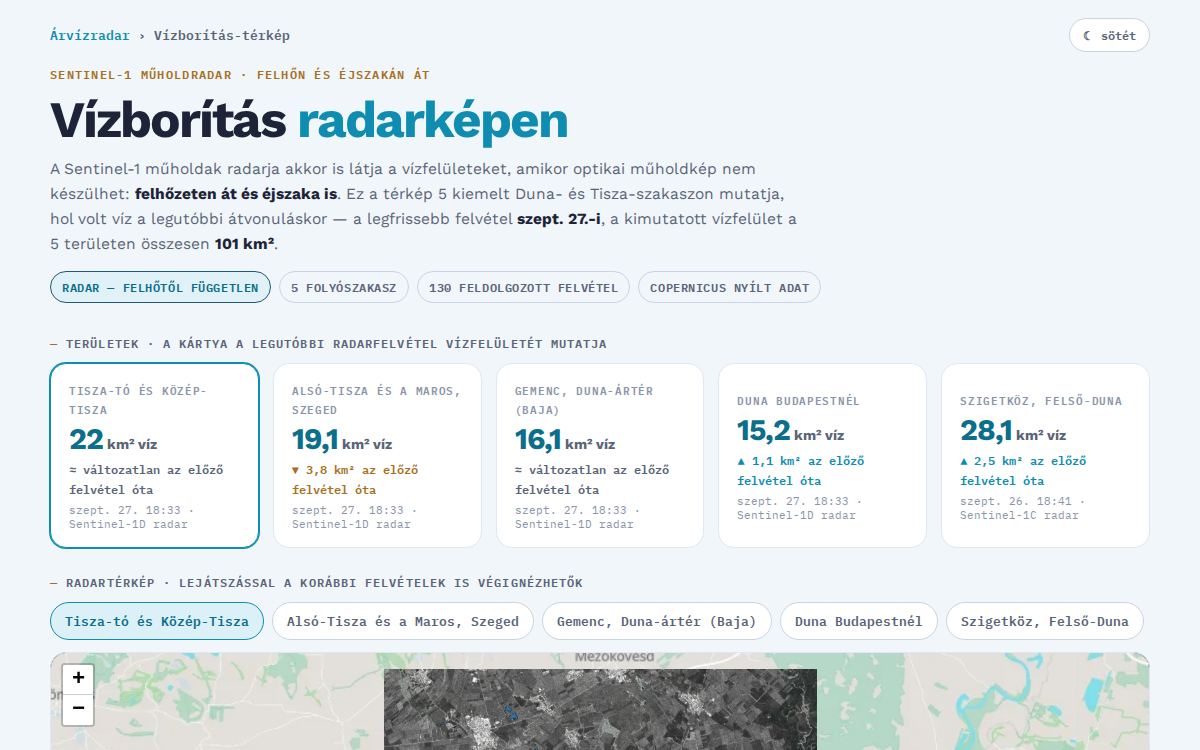 Vízborítás radarról — előnézet